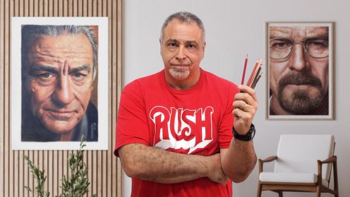 Retrato realista com lápis de cor