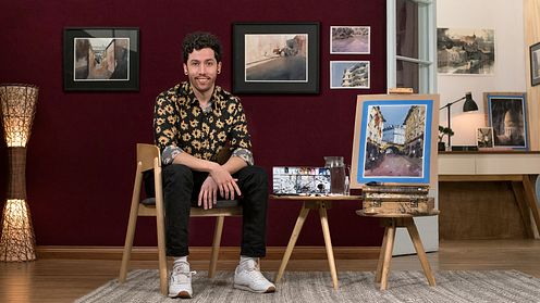 Architektonische Darstellung mit Aquarell