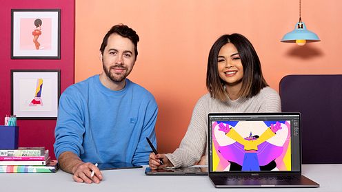 Animación dinámica con ilustraciones 2D y 3D