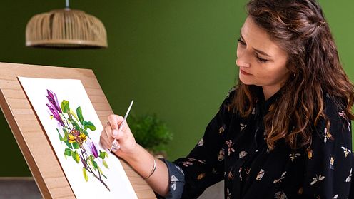 Illustrazione naturalistica con acquerelli e gouache