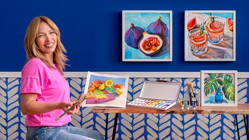 Pintura de obras de arte vibrantes com guache